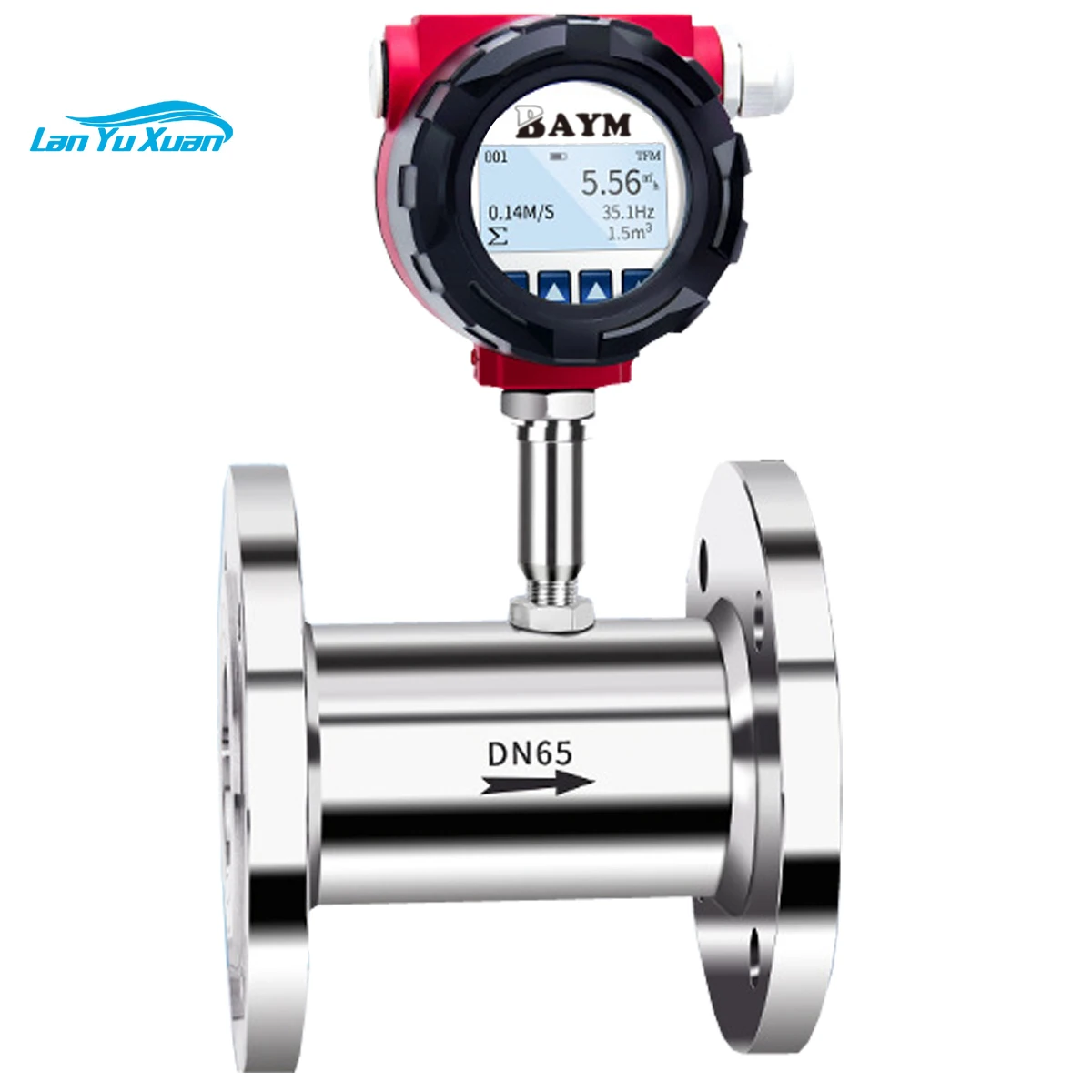 2inch SS304 Stainless Steel LCD Digital Flowmeter 4-20mA RS485 Pulse Liquid Water Diesel Alcohol Gasoline Fuel Oil Output Flange