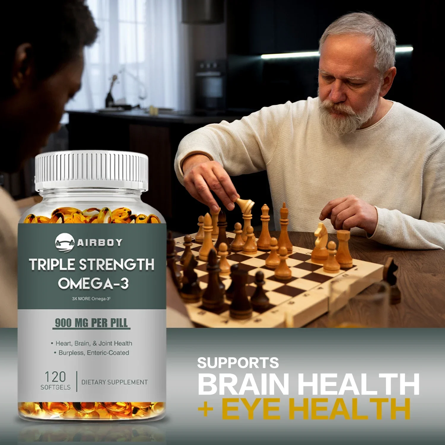 Omega 3 Fish Oil - Relieve Stress, Improve Intelligence, and Support Brain and Nervous System Health