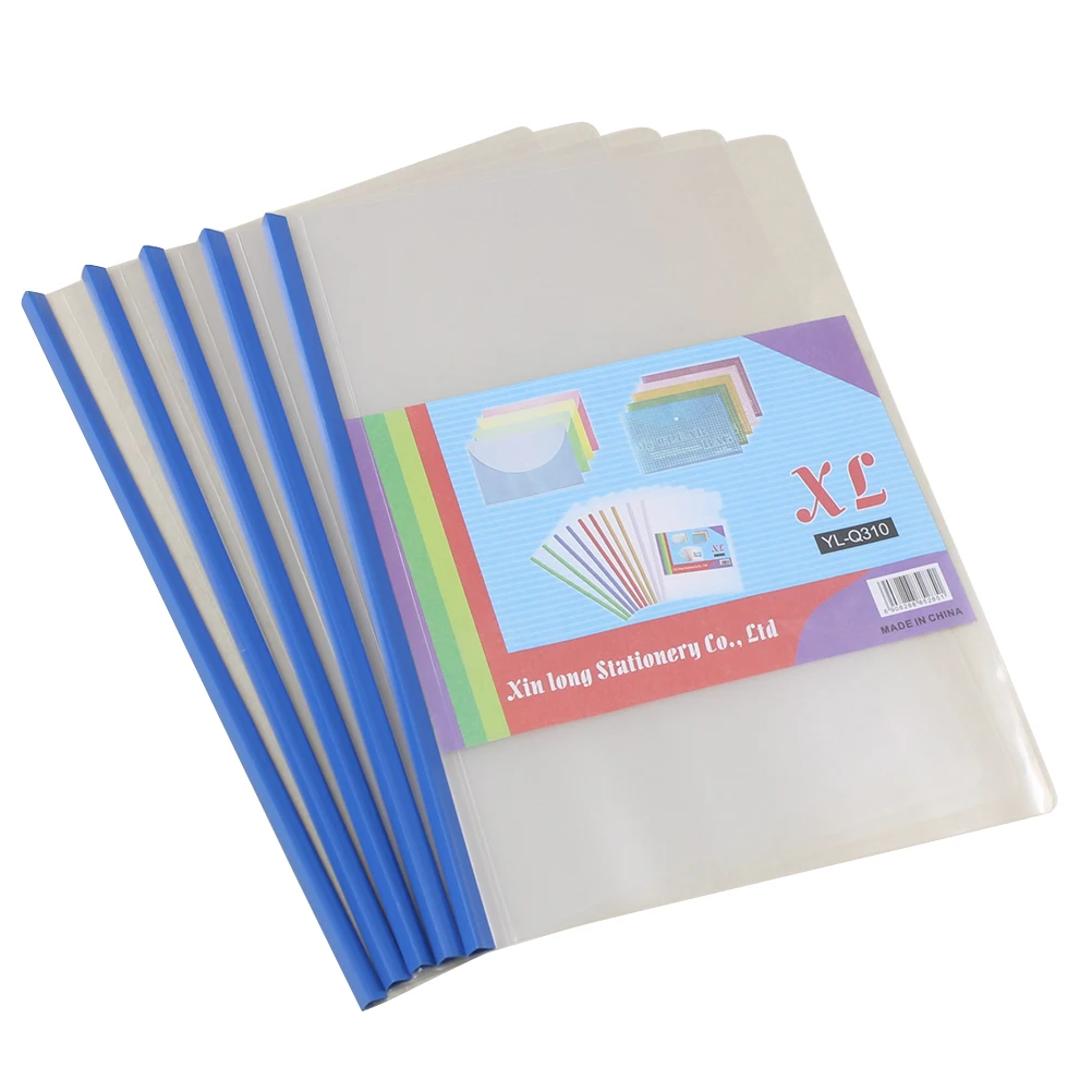 

10pcs Transparent Plastic Report Folder Sliding Bar File Organizer A4 Document Cover Non-Slip Binder For School Office Home Use
