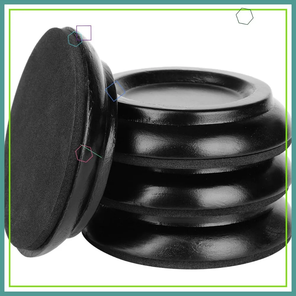 Piano Caster Cups for Upright Piano, Wooden Floor Protectors with Non-Slip & Anti-Noise Foam, Set of 4, Black