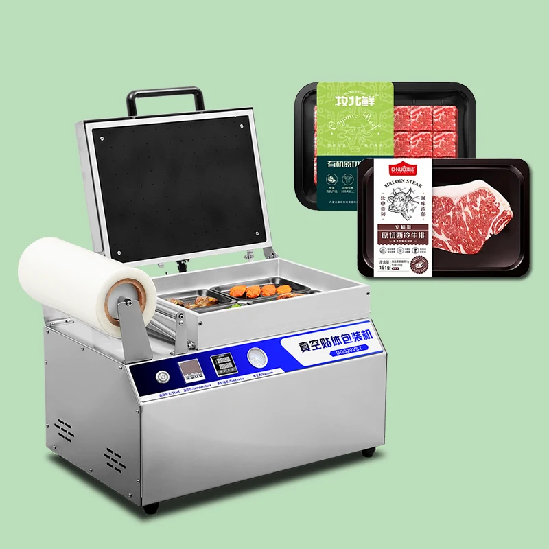 

Manual Electric Vacuum Skin Tray Packaging Machine Frozen Meat Fish Chicken Beef Seafood Commodity Vacuum Skin Sealing Machine