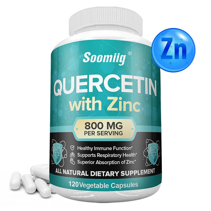 Soomiig Quercetin Zinc Vegetarian Capsules - Antioxidant Immune Respiratory Support for Men & Women, Gluten Free