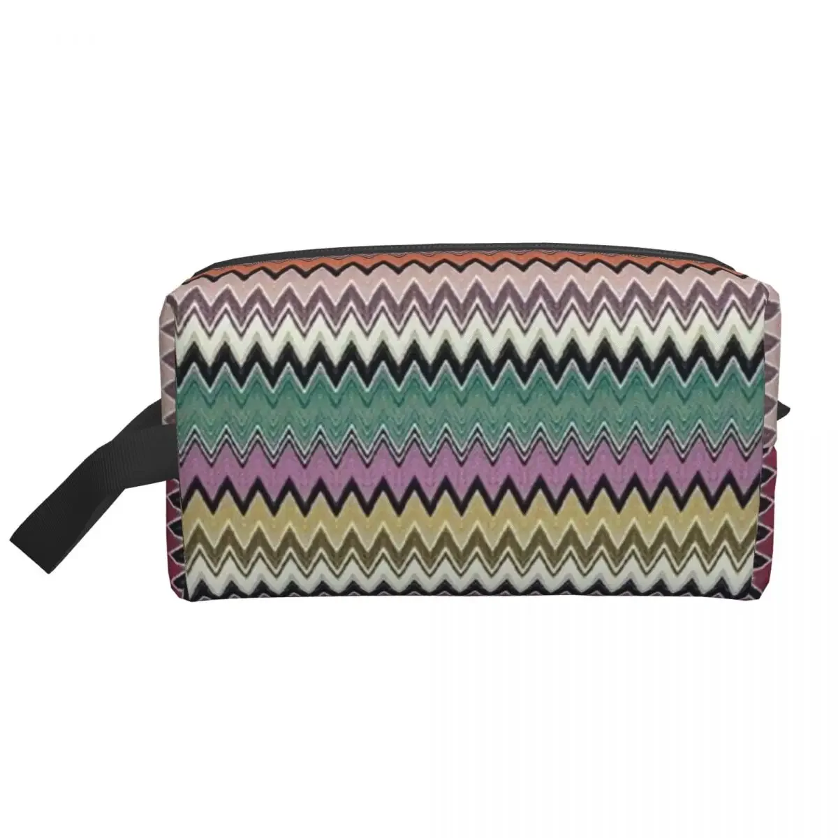 Kleurrijke Zig Zag Chevron Make-Up Tas Voor Vrouwen Reizen Cosmetische Organizer Mode Bohemian Geometrische Opslag Toilettassen