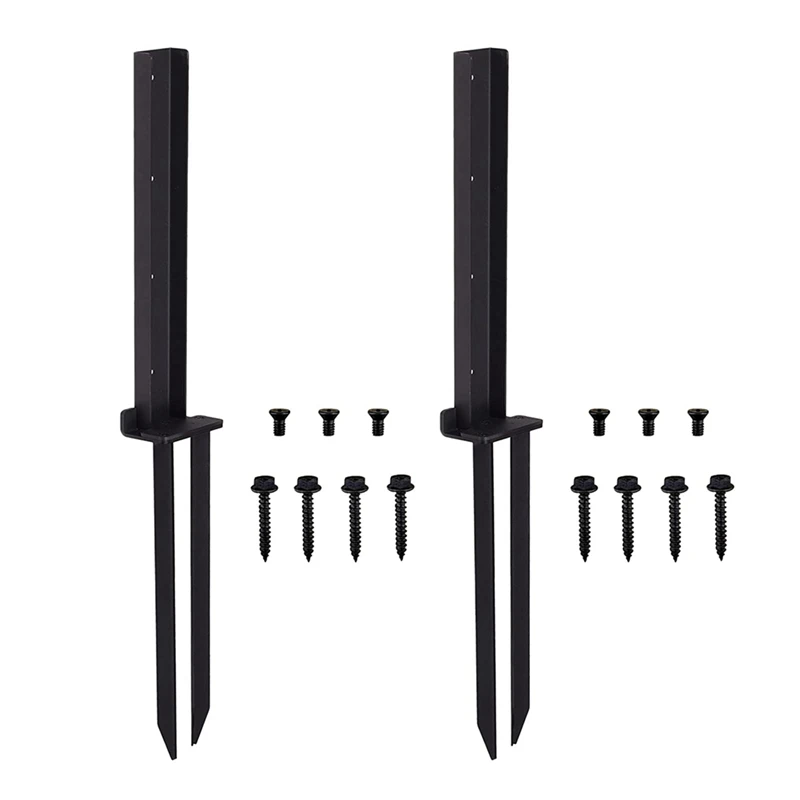 2 Pack Fence Post Anchor Kit Heavy Duty Steel Fence Post Repair Stakes For Repairing