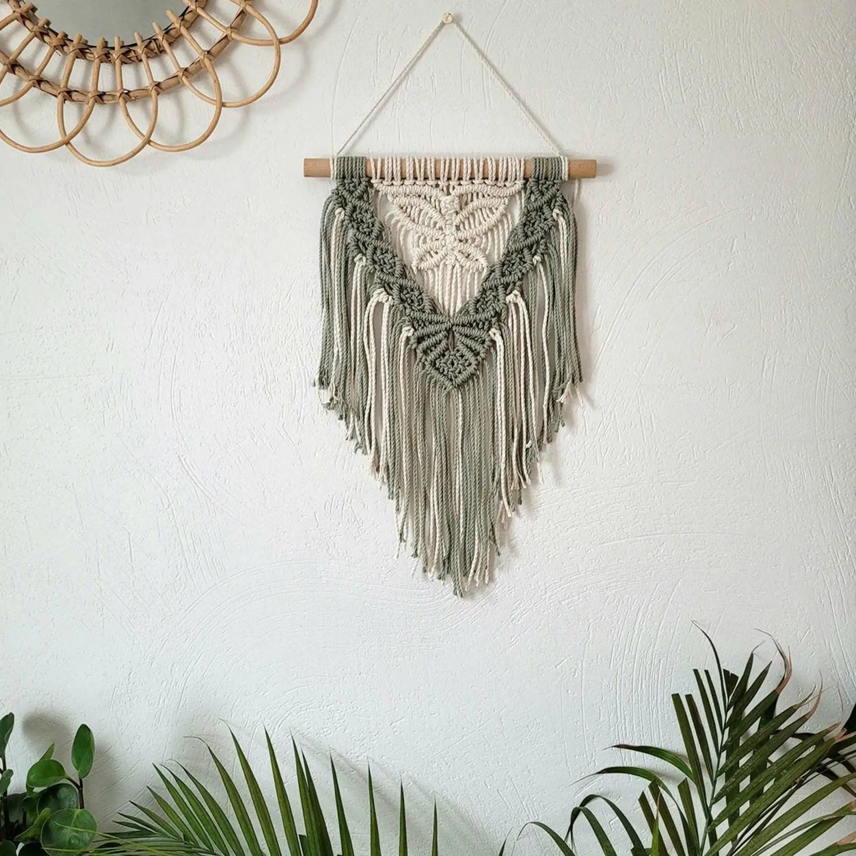 

Handwoven Tapestry Bohemian Green Decorative Wall Hanging for Homestay Bed Head Background Nordic Style Rectangle C...