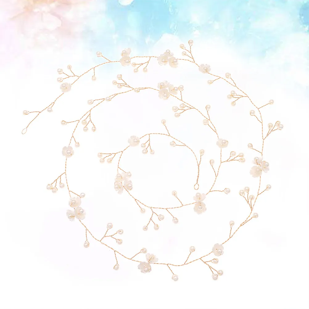 

Handmade Headdress Flower Shaped Hair Chain Women Ivory Satin Ribbon Wedding Headwrap Accessory