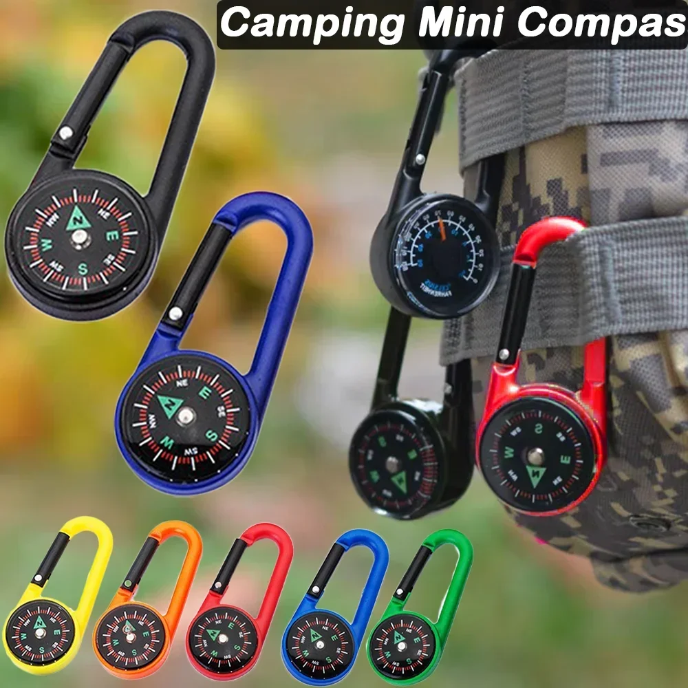 

Pocket Compass Keychain Quickdraw Mini Carabiner Mountaineering Hiking Outdoor Camping Jungle Multifunctional Backpack Buckle