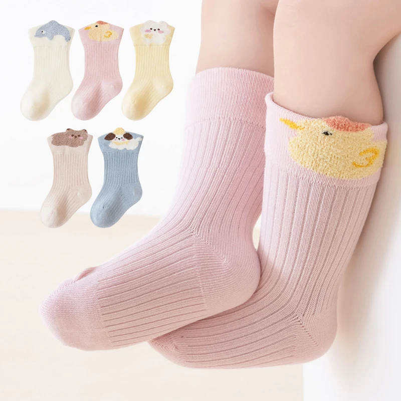 3/5 Pairs Baby Cotton Socks Cute Cartoon Soft Warm Newborn Infant Toddler Socks for Boys Girls Winter Baby Socks Accessories