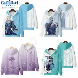 Genshin Impact Autumn Winter Zipper Hooded Sweater Shenhe Sucrose Coat Sweet Children Cartoon Thin Hoodie for Boys Girls