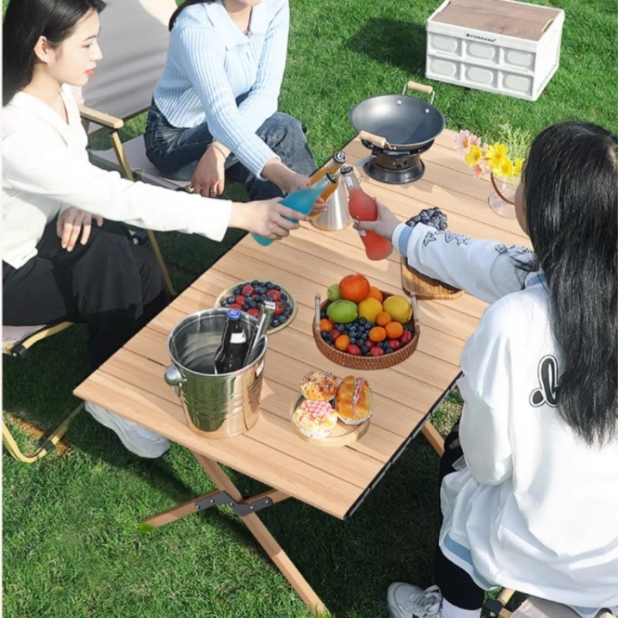 Outdoor Folding Table Aluminum Alloy Egg Roll Table Portable Picnic Camping Table and Chairs Pliante Equipment Mesa Furniture