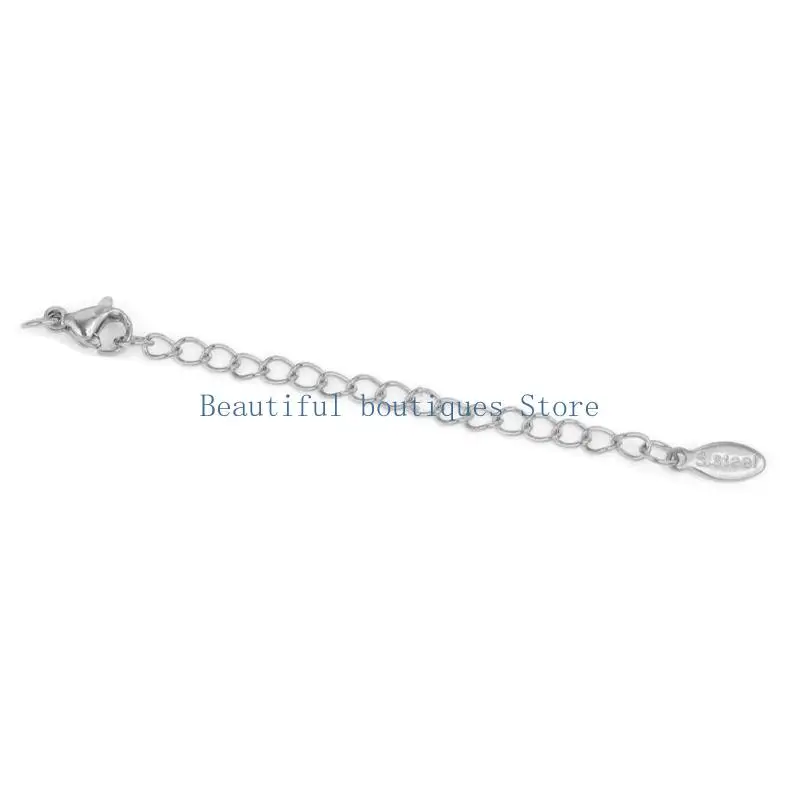 وصلات سلسلة U4LF للقلادة والسوار سلسلة ذيل محمولة 5 سم وصلة موسع من الفولاذ المقاوم للصدأ للقلادة والسوار