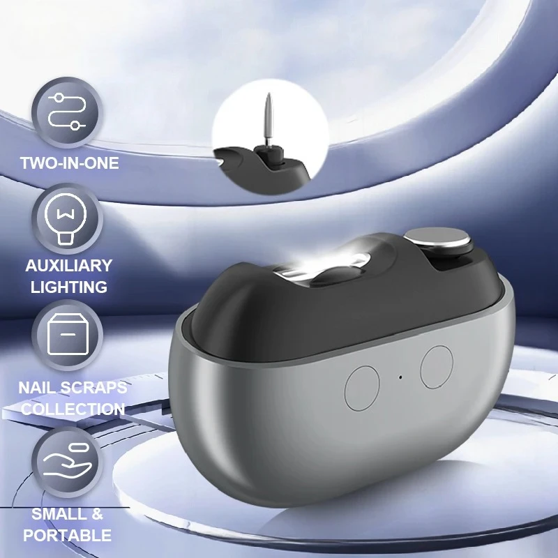 

Multifunctional Electric Nails Cutter Rechargeable Trimmer Polisher with LED Light Mini Portable Automatic Nail Clipper