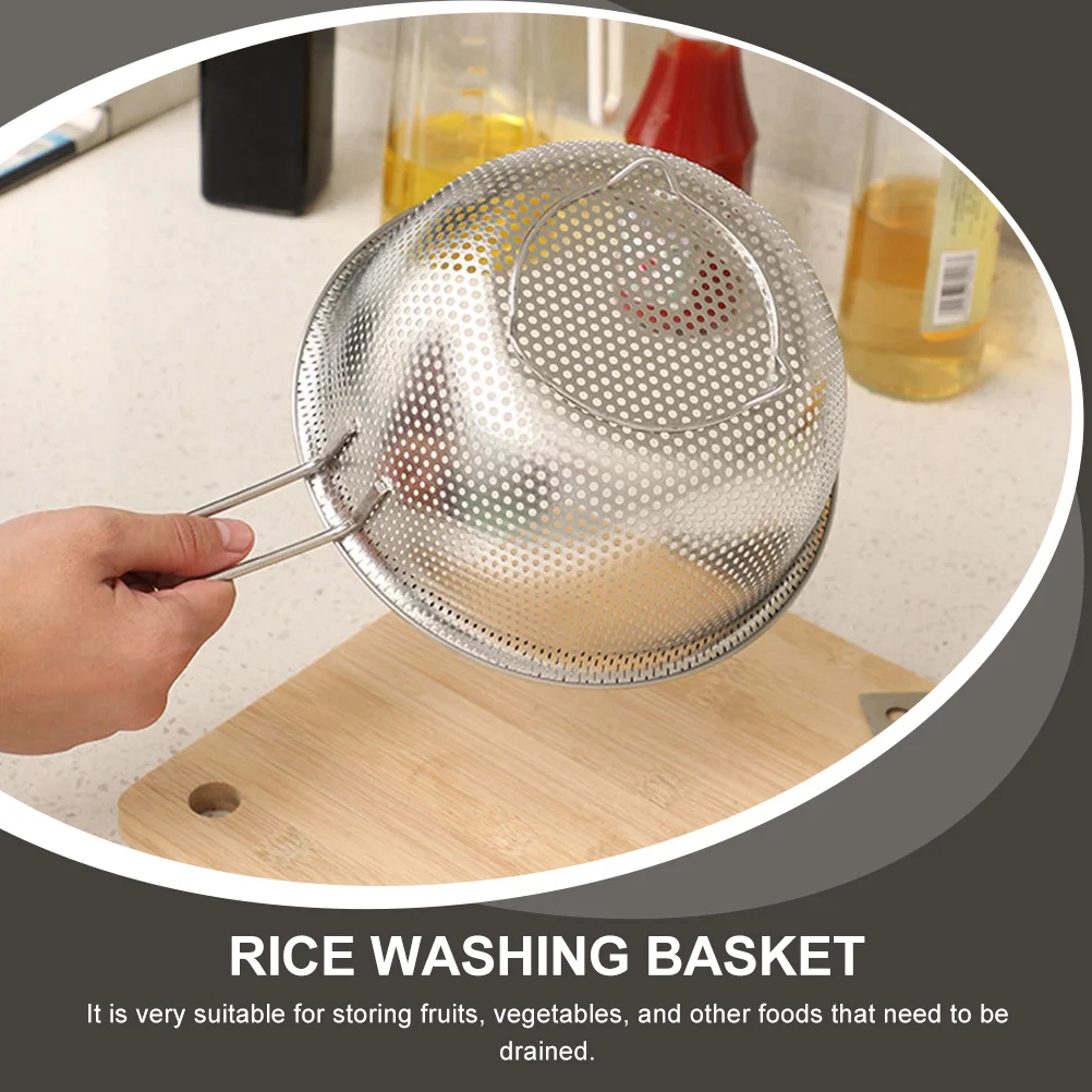 Rice Draining Basket Vegetable Drying Multipurpose Thicken Fruit Storage Filter Kitchen 304 Stainless Steel Drainage