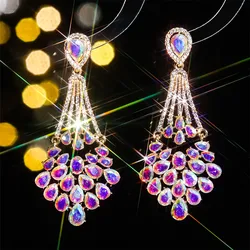 Vintage Crystal Drop Earrings Hollow out Rhinestone Dangle Earrings for Women Fashion Jewelry Gift