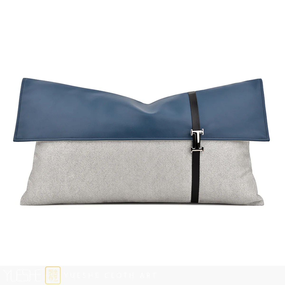 Blue gray modern minimalist luxury sofa, living room model room, blue gray spliced waist pillow pillow headboard cushion cover