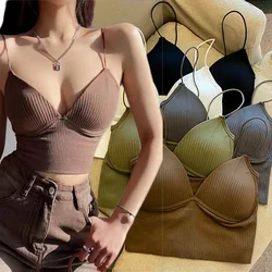 Summer Sexy Bra Women Crop Tops Sports Spaghetti Strap Vest Top Nylon Casual Tube Top Off Shoulder Sleeveless Camisole Underwear