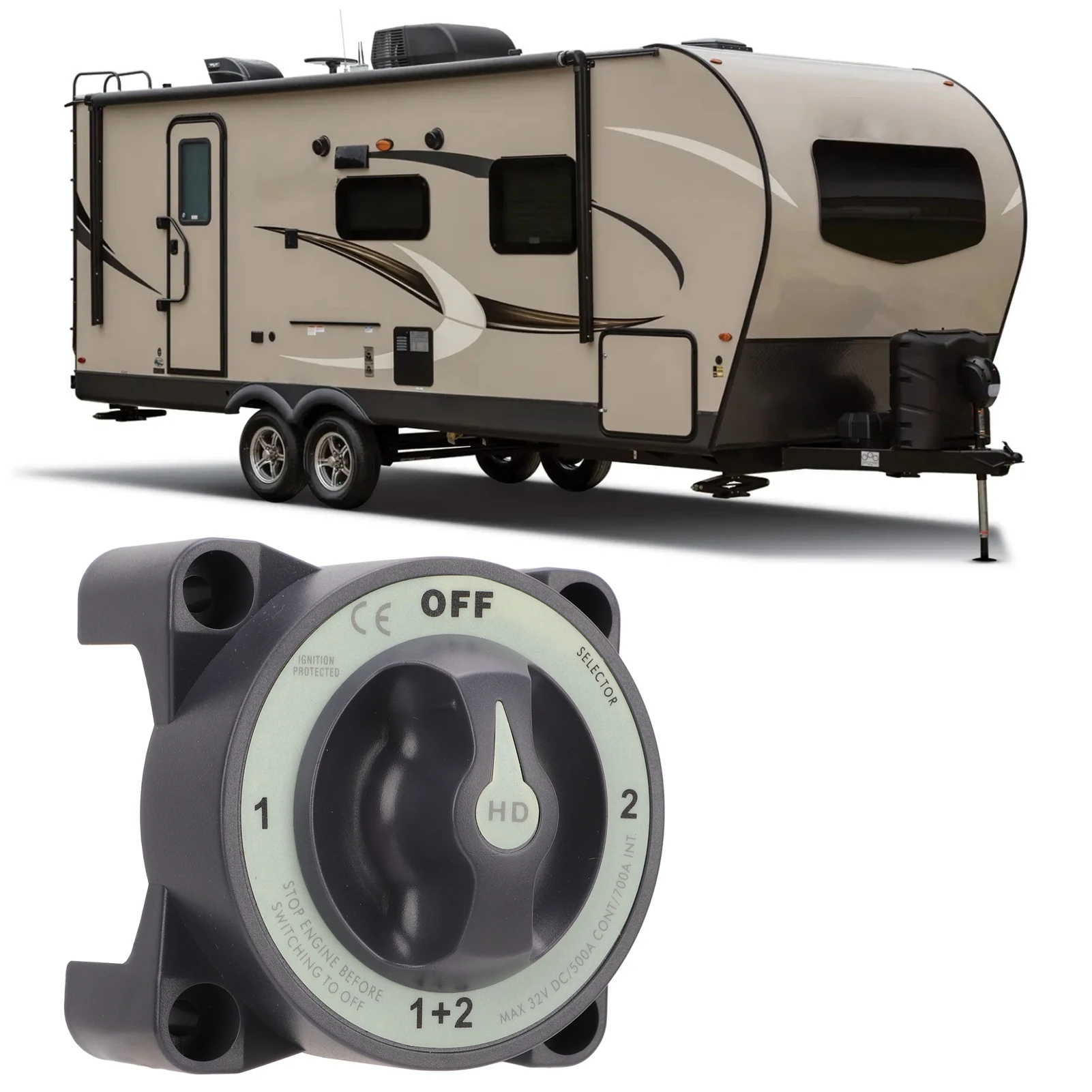 

500A сверхмощный морской аккумулятор, 4-позиционное отключение для лодки на колесах, медный сплав, водонепроницаемая защита от перегрузки по току, легко