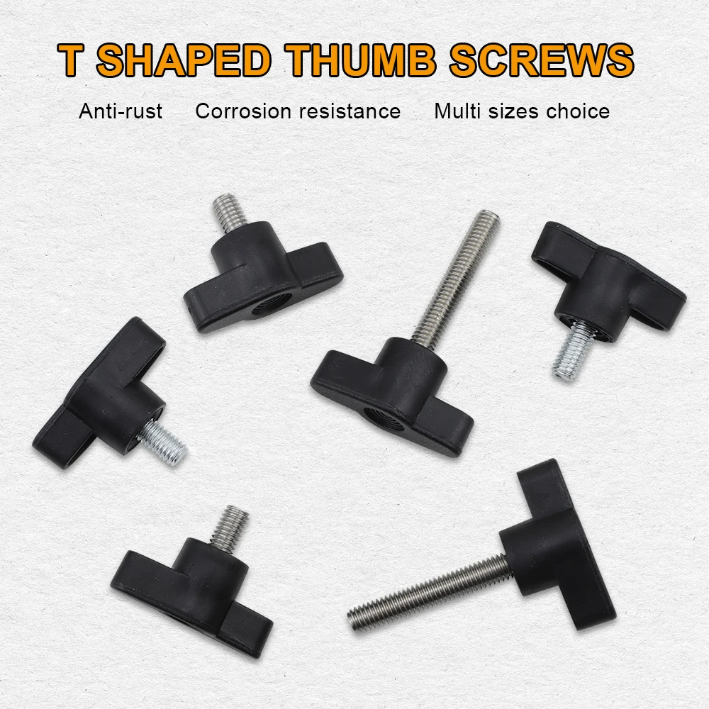 JUIDINTO 1-3pcs Plastic T Type Thumb Screw M4 M5 M6 M8 Nylon Stainless Steel Z-shape Head Handle Knob Bakelite Bolt