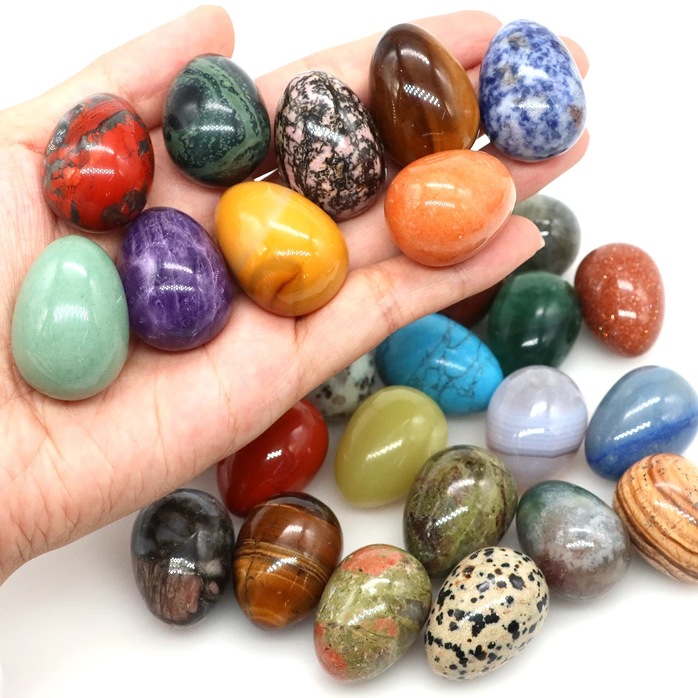 22×30mm Egg Natural Stones Healing Crystals Massage Gems Chakra Energy Quartz Mineral Specimen Jewelry DIY Home Decoration Gifts