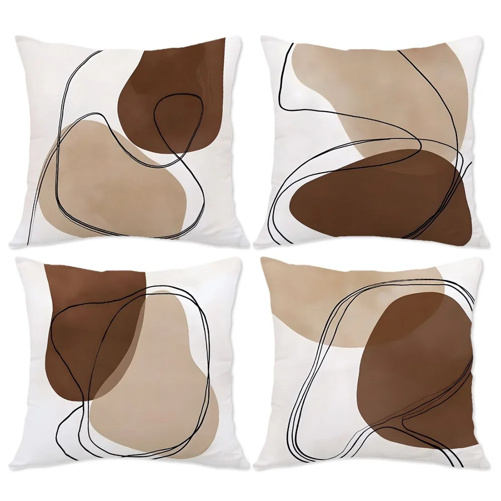 1PC 2D Flat Neutral Boho Abstract Line Art Throw Pillow Covers Minimalist Modern Home Decor Cushion Cases for Sofa Bedroom