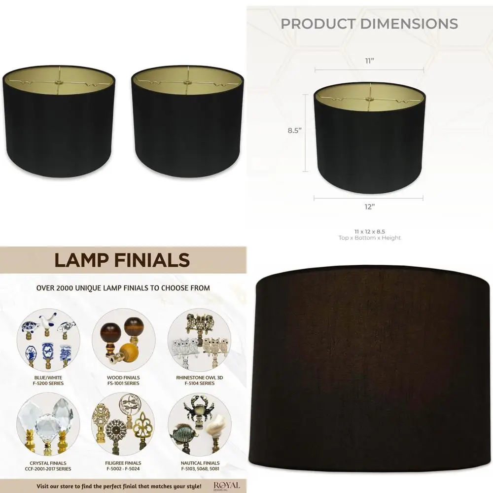 

Абажуры в твердом переплете с мелким барабаном, 11x12x8,5 дюймов, черные и золотые, 2 шт., набор из двух предметов для домашнего освещения