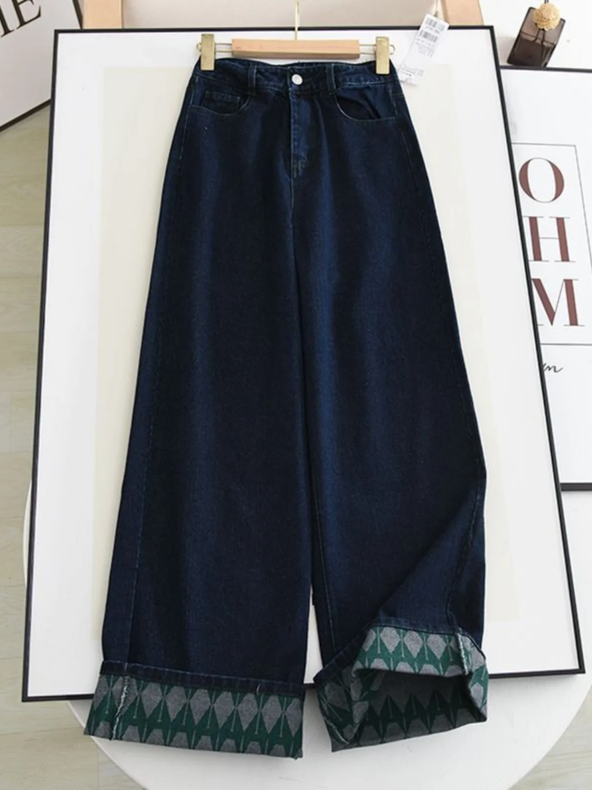 

Джинсы унисекс свободного кроя с широкими штанинами и манжетами, цвет Blo Diamond, размер 300, осенние