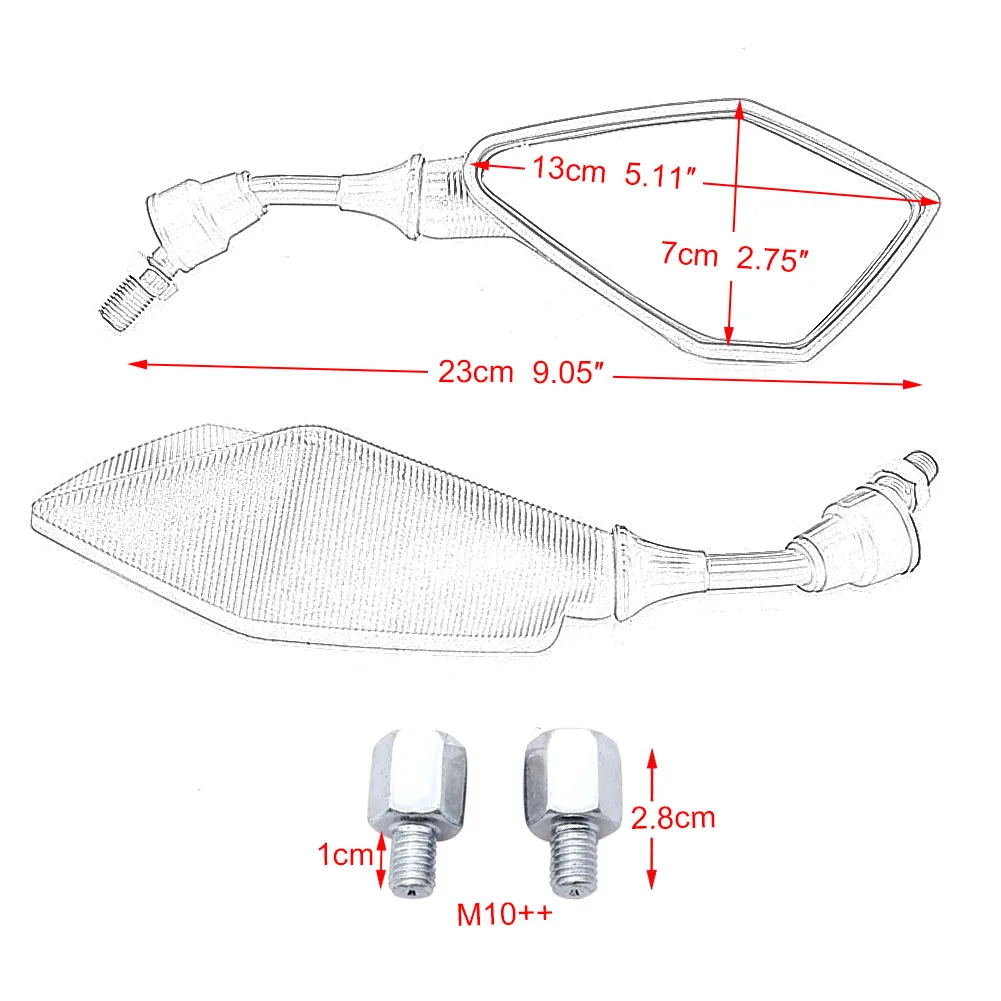 2pcs 10mm Motorcycle Rearview Mirrors Wide Angle Adjustable Bicycle Bike Handlebar Side Flexible Rear View Mirror image 6