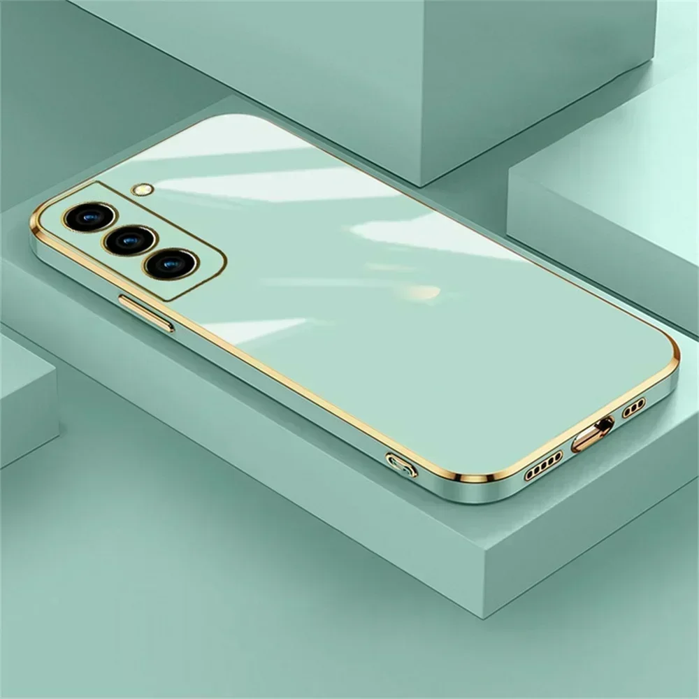 Luxury Plating Square Phone Case For Samsung S22 Ultra S23 S21 Plus s21 FE Case Cover For Galaxy S 21 S22 S20 FE Silicone Case