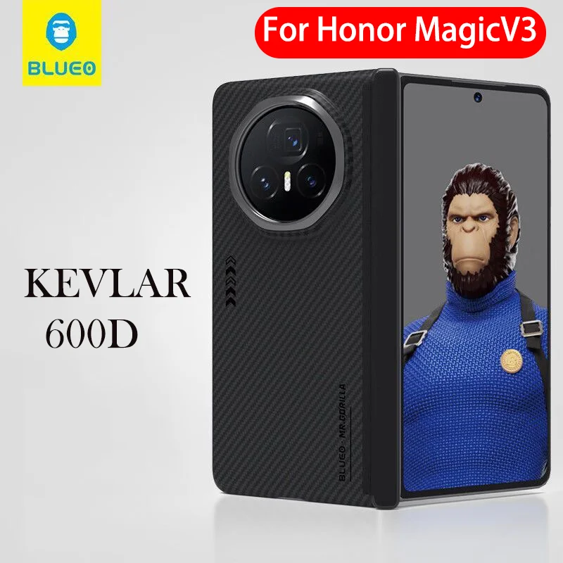 

Чехол Blueo из углеродного волокна для Honor Magic V3, кевларовый чехол с рассеиванием тепла, задняя крышка для HONOR MAGIC V3