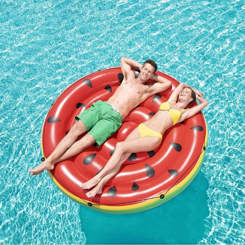 Watermelon Inflatable Floating Row Bed Swimming Mattress Floating Island Pad Outdoor Water Play Toy For Camping