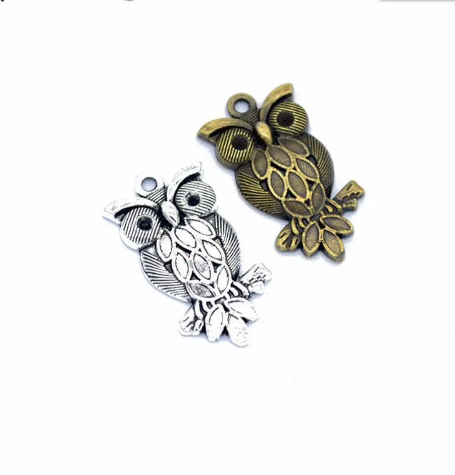 35pcs 30x16mm Animal Charm Owl Pendant 2 Colors DIY Retro Jewelry Bracelet Necklace Charms Pendant F0199