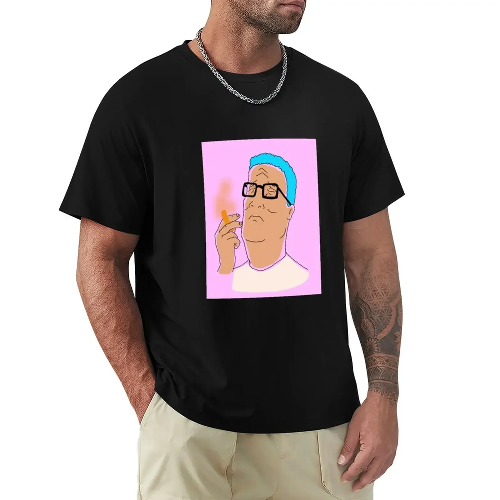 Hank Hill Smokin' a Cheeto Puff T-Shirt boys whites summer clothes t shirts for men cotton Over sized men clothing style topsman