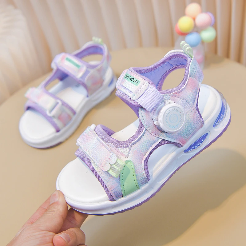 *Fashion Hot Selling Elegant Girls Casual Sandals Summer New Style Round Head Fish Mouth Comfortable Princess Flat Sandals