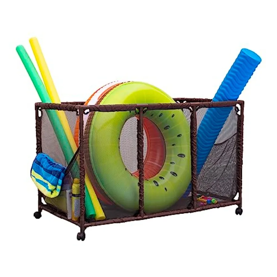 

Органайзер-контейнер сетчатый для хранения плавающих игрушек, мячей, надувных матрасов и оборудования для бассейна, большой, 25 Д x 43 Ш x 28 В, коричневый