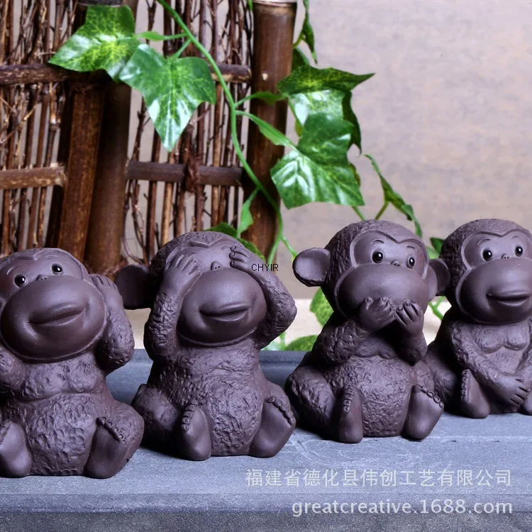 

Yixing Boutique Purple Clay Four No Monkey Tea Pet Creative Home Decoration Gift Set Special Price
