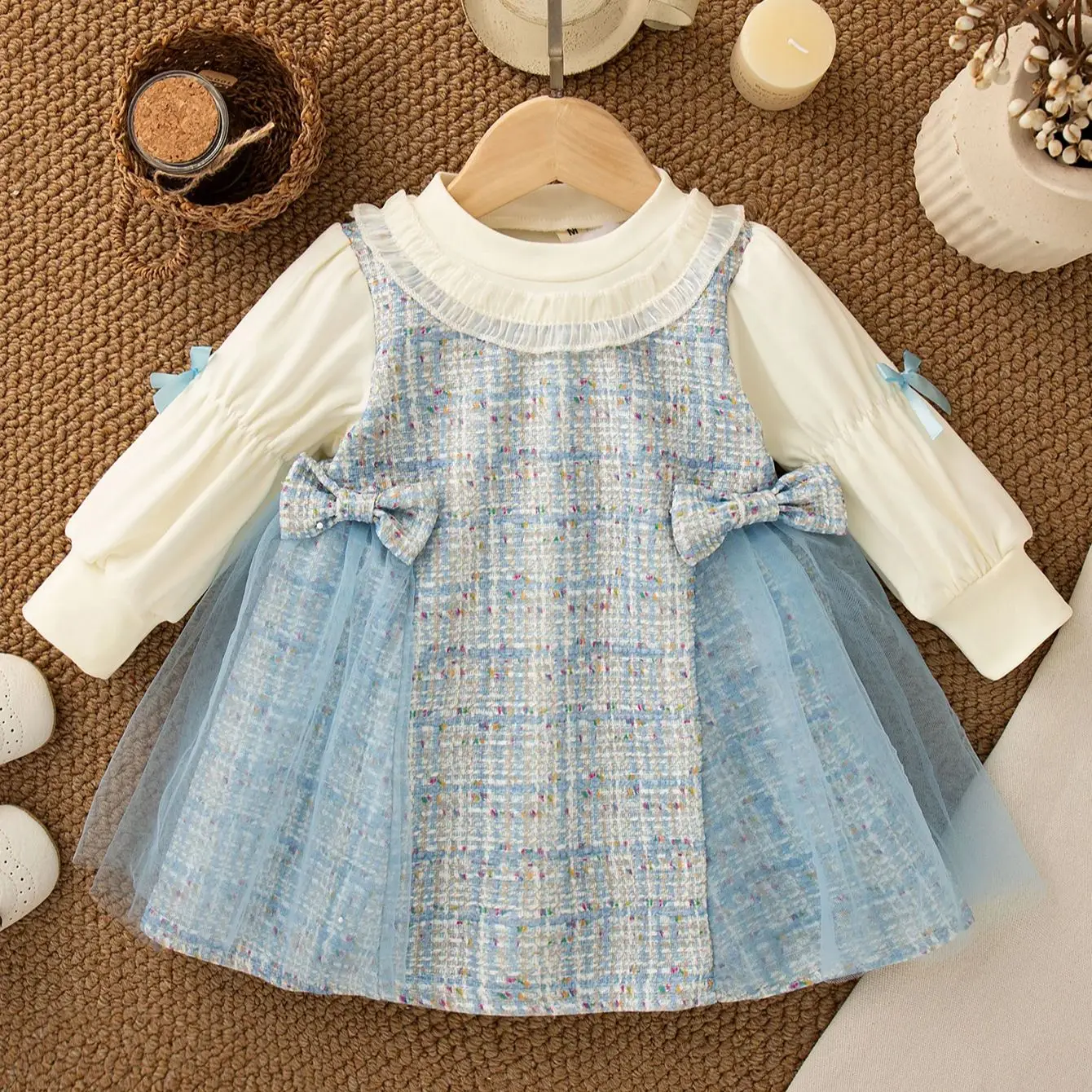 Spring And Autumn New Baby Girl Princess Dress Sweet Bow Children'S Long Sleeve Clothes (9 Months -3 Years Old)