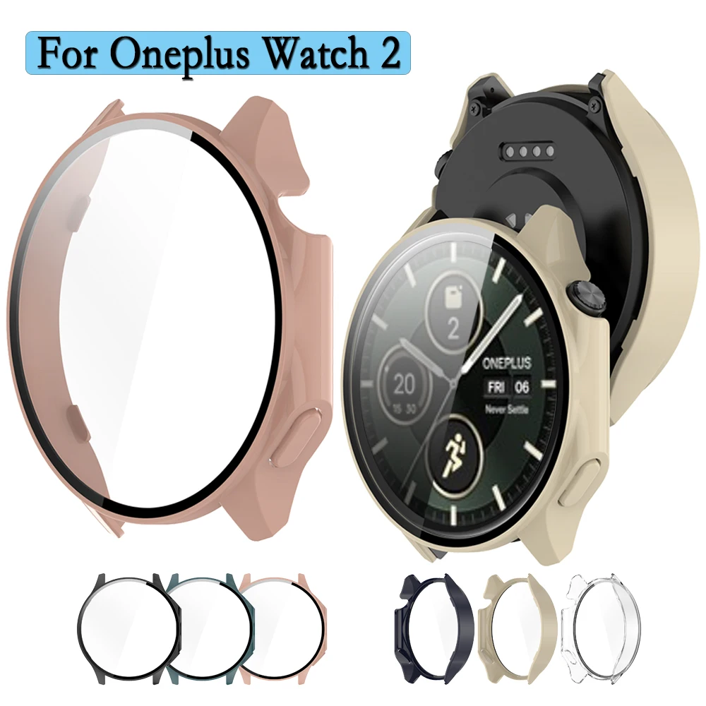 

Чехол и пленка для часов Oneplus Watch 2, твердая обложка 2-в-1 с защитной пленкой для экрана, защитная пленка для ПК для Oneplus Watch 2