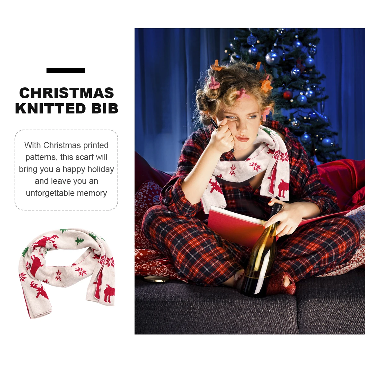 

1pc Christmas Warm Neckerchief Winter Shawl For Women Girls Lovely Printed Knitted Wrap Acrylic Fibers Shawl Xmas Gift Cartoon