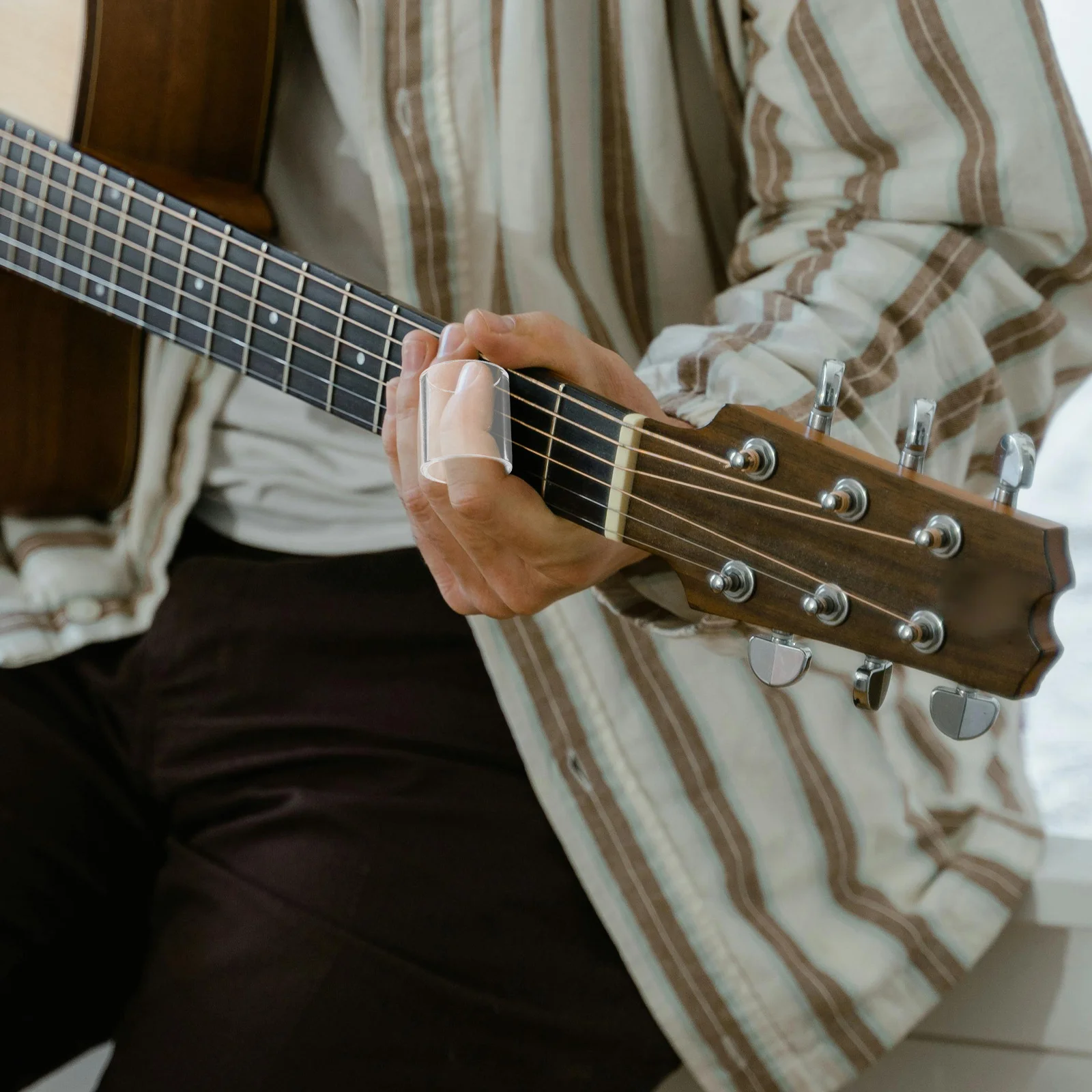 

3Pcs Guitar Slide Transparent Glass Finger Sleeve for Clear Resonant Tone Smooth String Gliding Electric Acoustic Guitar