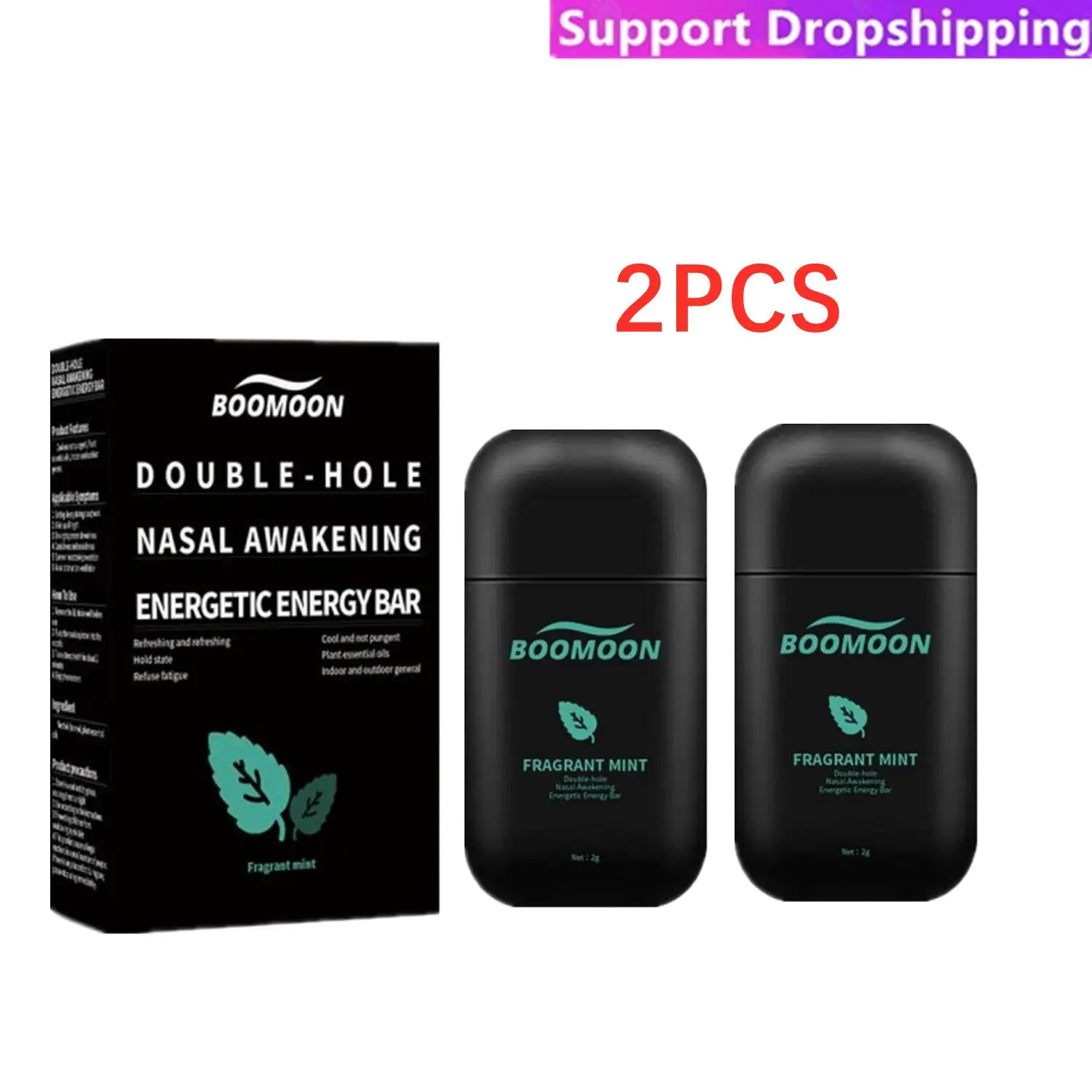 Bastão De Sucção Nasal De Duplo Furo, Barra Energética De Óleo Energético, Sobe Refrescante, Congestão Nasal, Hortelã, 2X