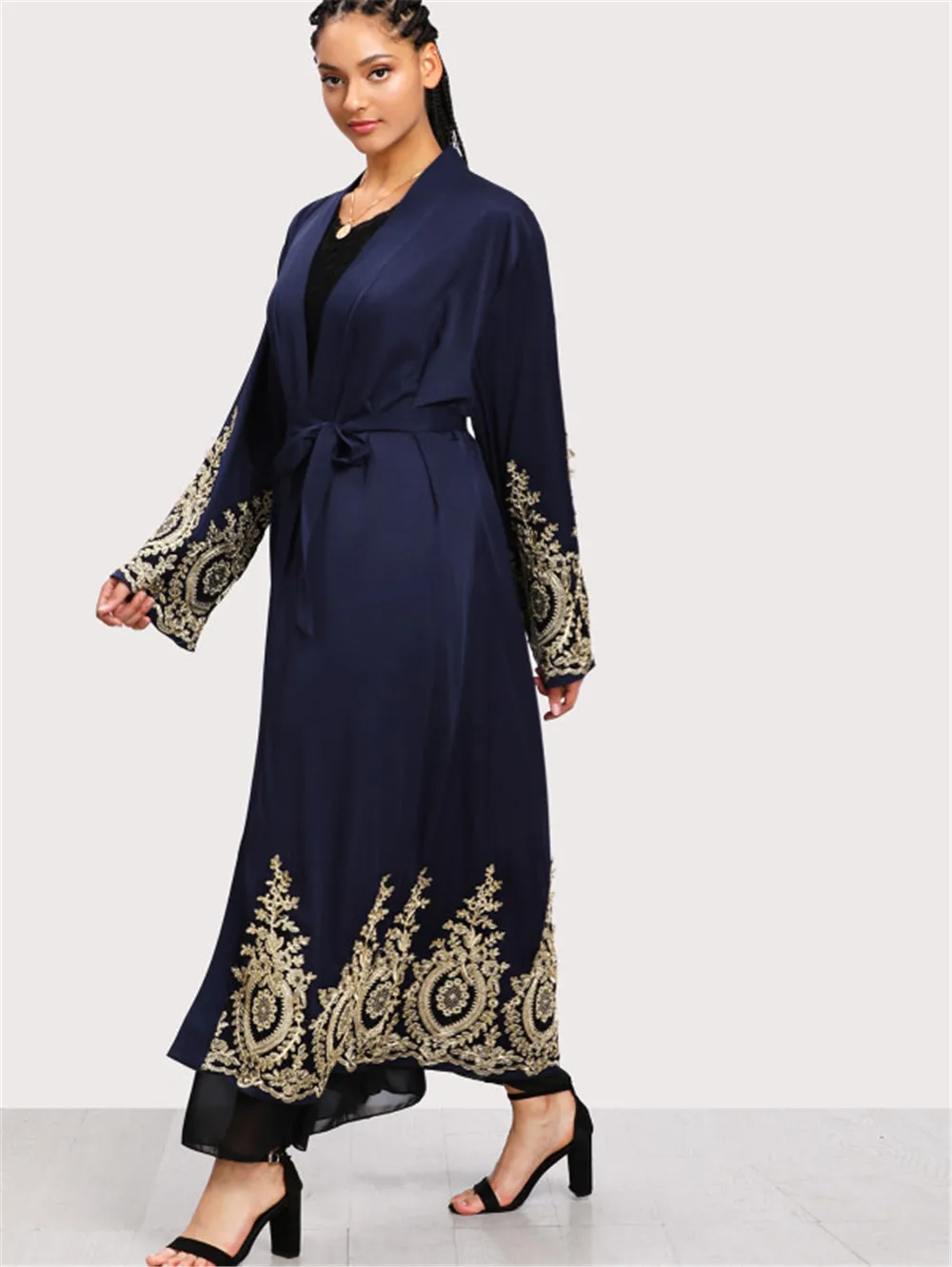 Dubai Muslim Abaya Dress Lace Kaftan Jilbab Abaya Robe Lace-up Hijab Dresses Outwear Tunic Middle East Arab Jubah Islamic 2026 3