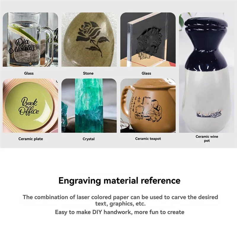ABLQ Laser Engraving Machine Glass Ceramics Engraving Color Paper Black For , Glass, Partly Smooth Stone, Crystal