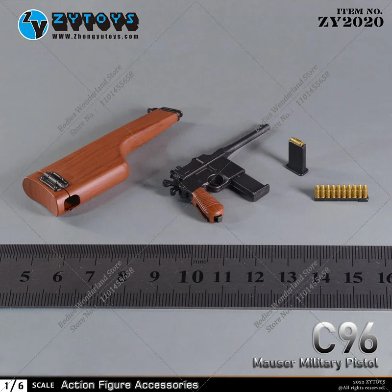 Accesorios de escena ZY2020 1/6, funda de pistola militar C96 Mauser, modelo de arma, accesorios de escena, ajuste de figura de acción de soldado de 12 pulgadas