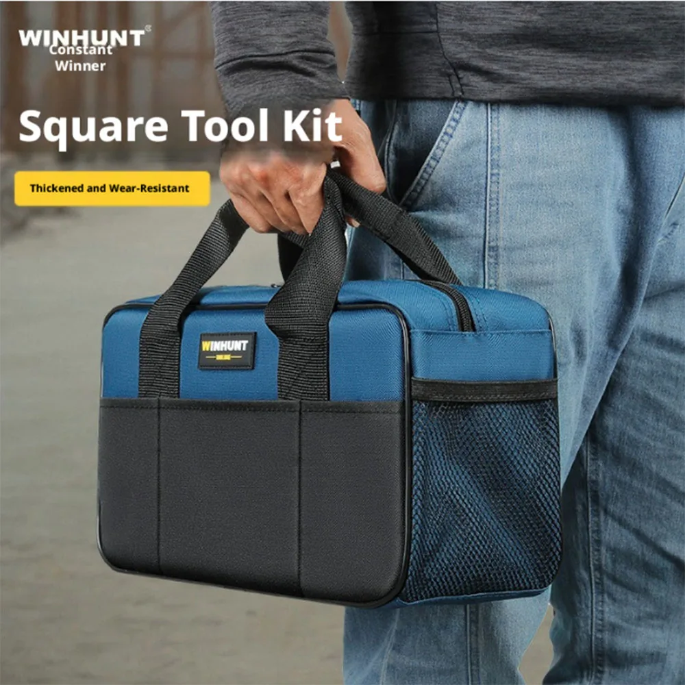 Portable Storage Tool Bag, Multi-Pocket Thickened Wear-Resistant Organizer Bag, 14-Inch Small Tool Tote Bag, Wide Mouth Design F
