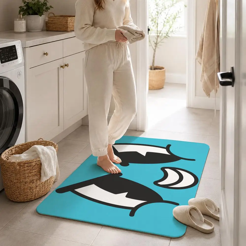 Angry Cartoon Eyes Floor Mat Flannel Rug Non Slip Absorbent Soft Washable For Entryway Hallway Bathroom Kitchen Decor