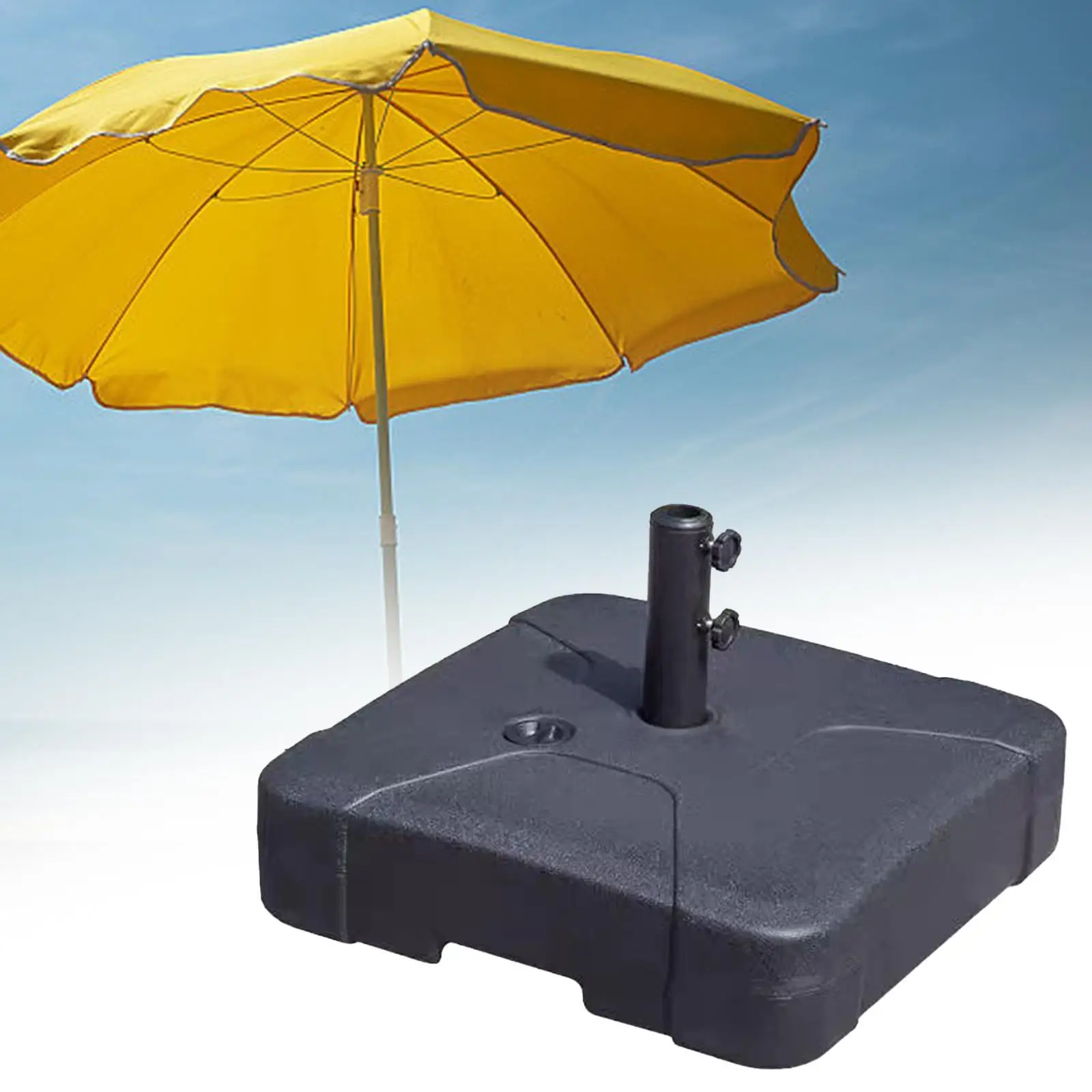 Filled Umbrella Base Heavy Duty Adjustable Knob Square Pole Holder Parasol Base for Backyard Beach Patio Poolside Market Stand