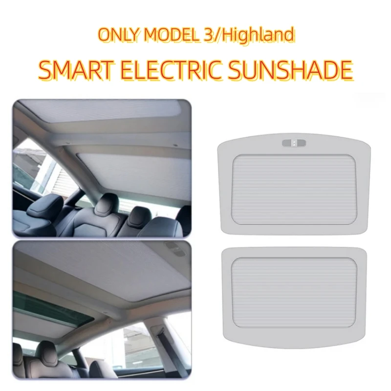 

For Tesla Model 3 Highland 2024 Sunshade Sunroof Stretched Electric Shades Roof Skylight Shades Protector Auto Accessories