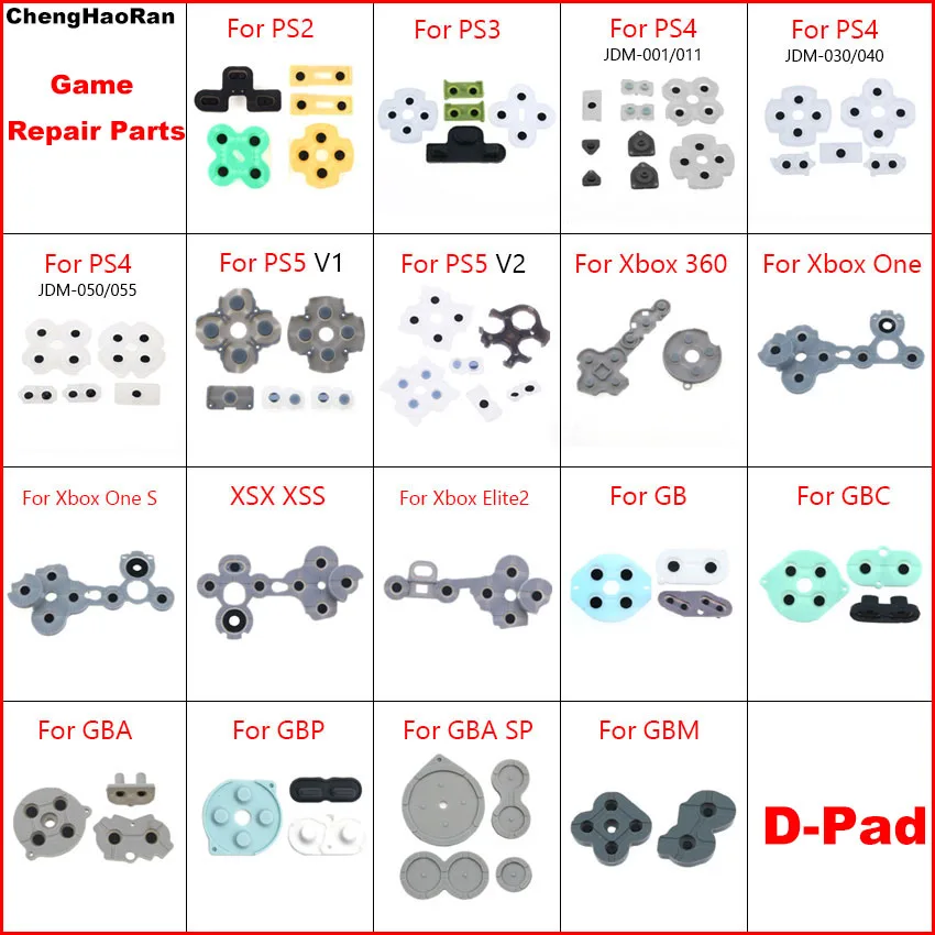 1Set Silicone Conductive Rubber Pads for PS2 PS3 PS4 PS5 Xbox One/360 Controller D-pad Contact Key Buttons for GB GBA GBC