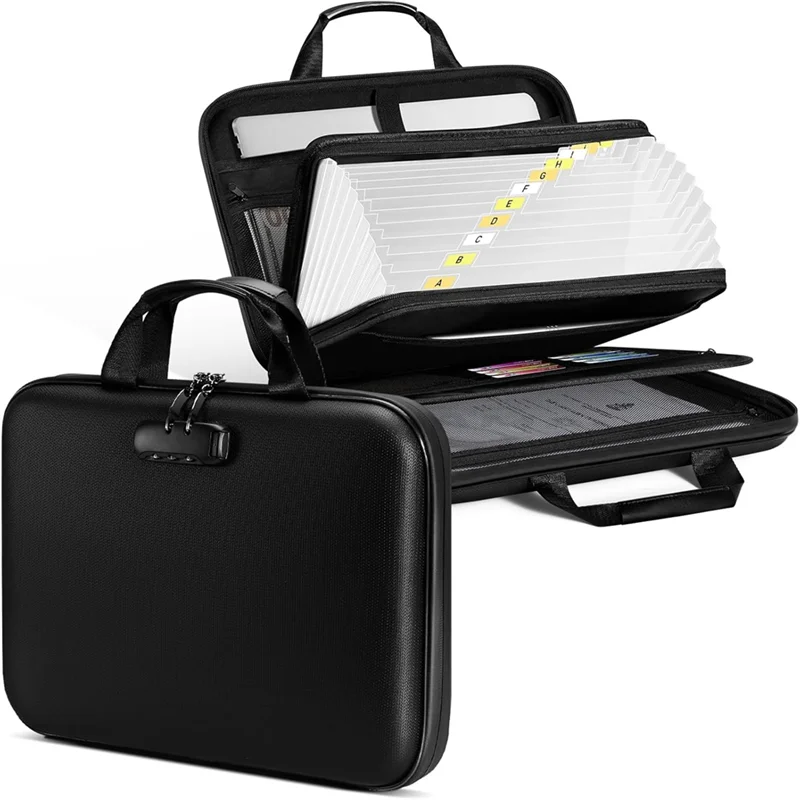 

Fireproof Hard Case For Documents Organizer Box With Lock& File Folder, Fire Proof Safe Bag For Valuables