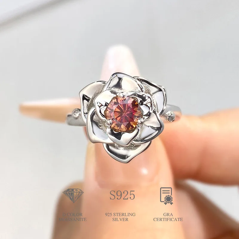 Pierścionek z diamentowy pasjans do laboratorium VVS1 z certyfikatem GEMS Gemsa GRA 0,5ct Moissanite Ring dla kobiet-obietnica zaręczynowa biżuteria obrączka ślubna